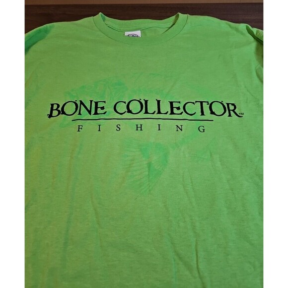 Bone Collector Shirt Men's Fish Logo Green Long Sleeve T-shirt Size Large Clean! - Picture 2 of 5